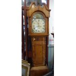 A 19TH CENTURY MAHOGANY EIGHT-DAY LONG CASE CLOCK, the painted dial inscribed, Henry Goodwin,