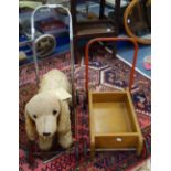 A VINTAGE PLUSH PUSH-ALONG DOG, by 'Chiltern Toys' circa 1930s and a Vintage 'Mobo' baby walker (2)
