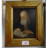 ITALIAN SCHOOL, 19TH CENTURY: Bearded man smoking a pipe reading the newspaper, oil on board