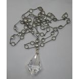 A SILVER AND CRYSTAL NECKLACE, with attached large crystal pendant