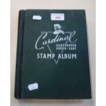 A VINTAGE CARDINAL STAMP ALBUM, containing 19th century and later stamps from around the world