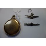 WALTHAM A GENTLEMAN'S FULL HUNTING CASED POCKET WATCH, in a Dennison case, together with two RAF