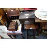 AN AESTHETIC WALNUT HALL CHAIR and a small drop leaf mahogany table (2)