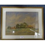 REGINALD BROWN: Farm view with dilapidated barn, watercolour, signed and dated '37