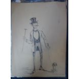 ARCHIE GUNN (1863-1930) Full length portrait of a dandy gentleman with his small dog, signed lower