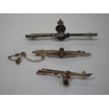 A 9CT RAF BAR BROOCH, together with two others (3)