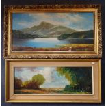A W BASIL: Landscape, oil on canvas and another similar by the same artist
