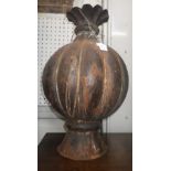 A MOGUL STYLE METAL VASE of pumpkin form, 53cm high