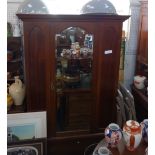 AN OAK DRESSER, an Edwardian mahogany wardrobe and two pairs of kitchen scales