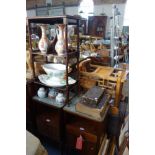 A PAIR OF FRENCH MAHOGANY BEDSIDE CABINETS WITH MARBLE TOPS (one with drawer removed, and shelf