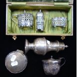 A SILVER SUGAR SIFTER and similar silver