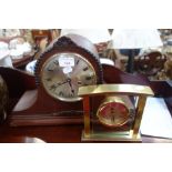 A NAPOLEON HAT MANTEL CLOCK and another clock