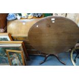 A 19TH CENTURY MAHOGANY TRIPOD TABLE and a reproduction bureau (2)