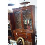 A 19TH CENTURY MAHOGANY SECRETAIRE BOOKCASE, with fitted interior, 124cm wide