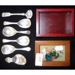 A GEORGE III DUBLIN TEA CADDY SPOON and similar caddy spoons