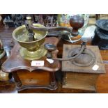 A 19TH CENTURY FRENCH COFFEE MILL and another similar