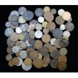 A COLLECTION OF PRE-DECIMAL COINS to include pennies, in an old cigar box