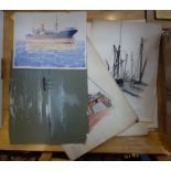 A COLLECTION OF NAUTICAL WATERCOLOUR SKETCHES, unframed