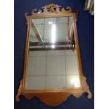 A GEORGE III STYLE MAHOGANY FRAMED MIRROR, 100cm high x 59cm wide