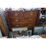A VICTORIAN FIGURED MAHOGANY CHEST OF DRAWERS, 134cm wide