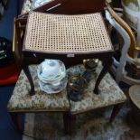 A PAIR OF EDWARDIAN CHAIRS AND A CANE SEATED STOOL