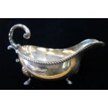 A SILVER SAUCEBOAT, 17cm long (c.6.9oz)