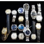 A COLLECTION OF GENTLEMANS WRISTWATCHES, including a Timor military watch and others similar