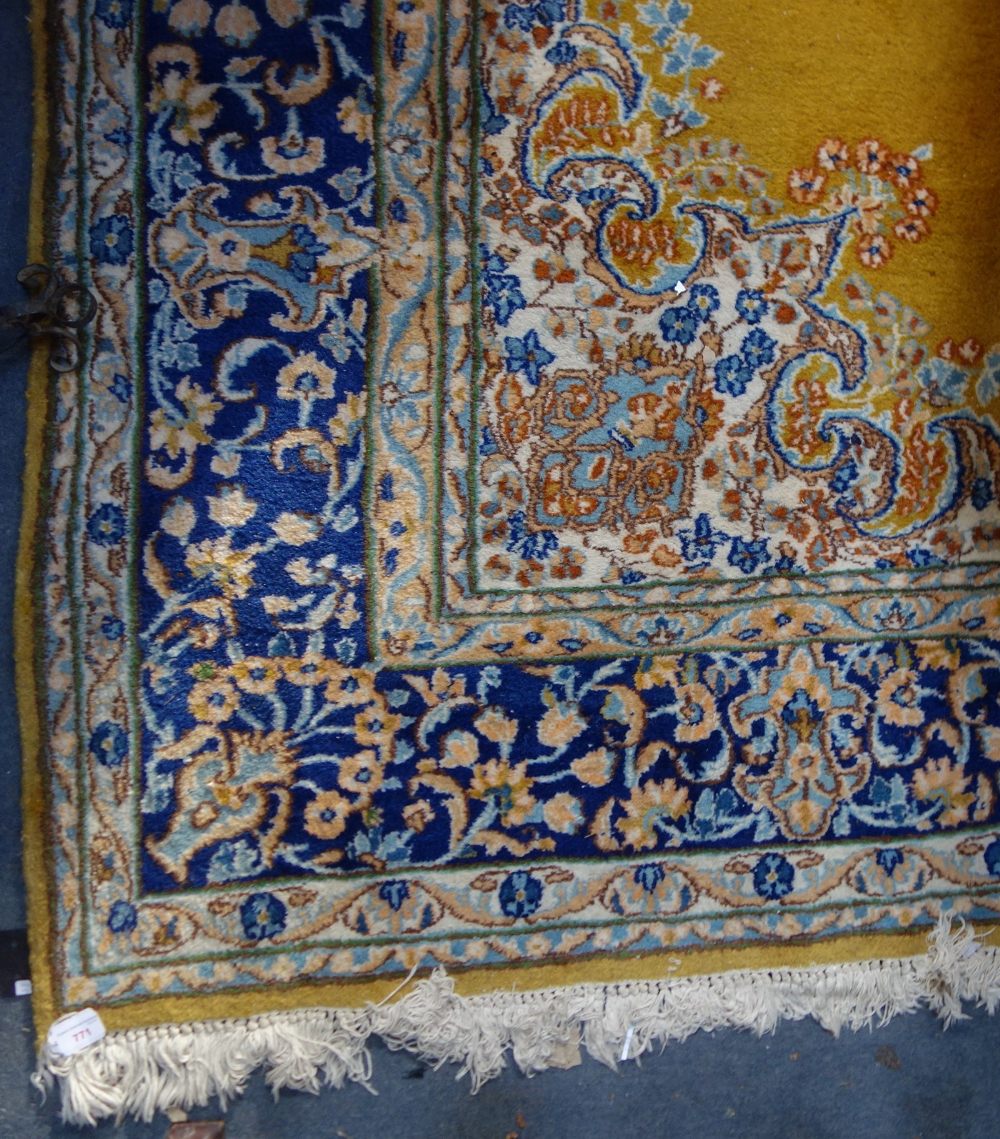 A MUSTARD GROUND ENGLISH CARPET, with a cream and blue floral border, 220cm wide x 310cm long ( - Image 3 of 3