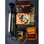 A POLAROID 104 CAMERA, a Bell & Howell cine camera, a telescope and similar items