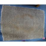 A FADED PERSIAN RUG, 126cm wide x 175cm long (approx)