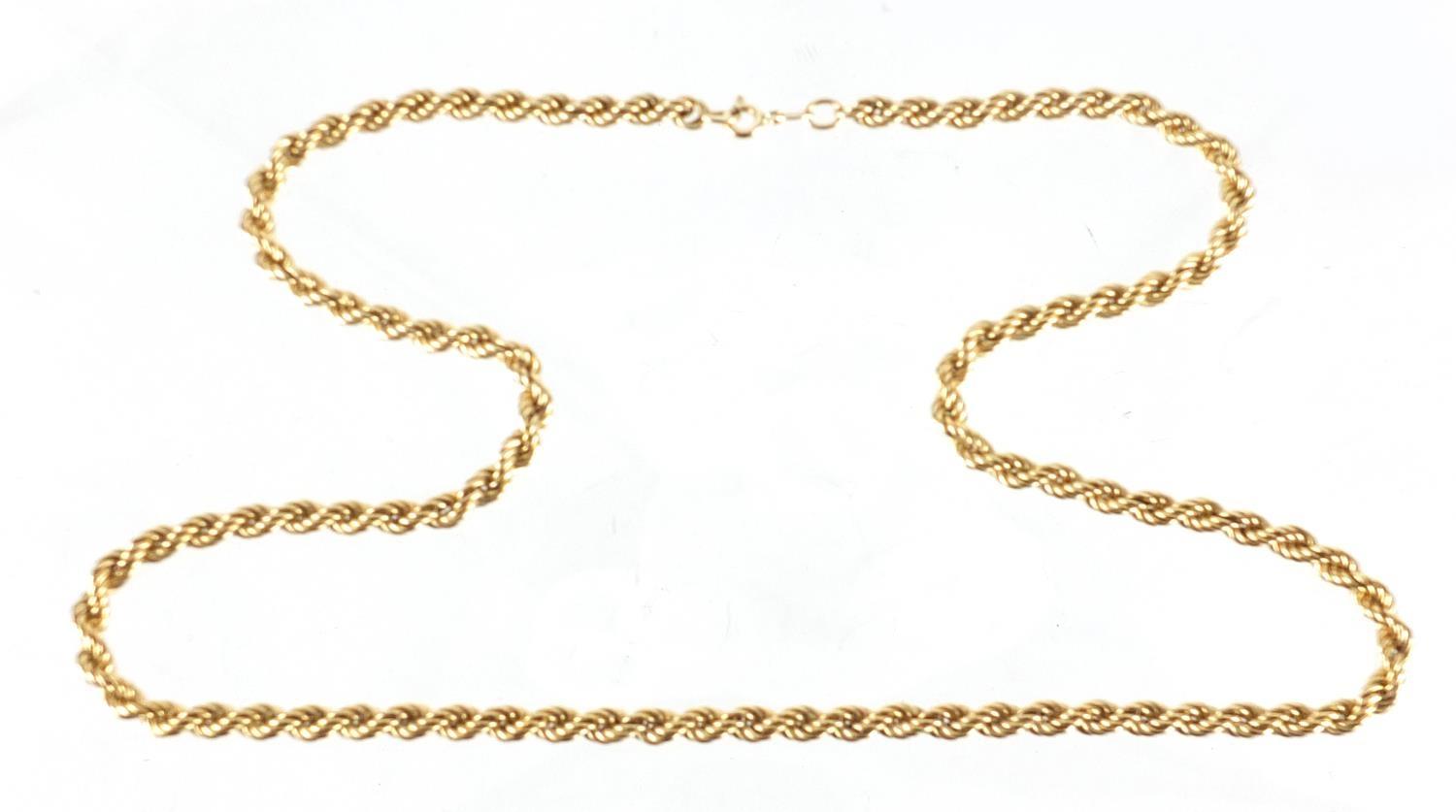 9ct gold rope twist necklace, 60cm in length, approximate weight 11.9g : For Extra Condition Reports