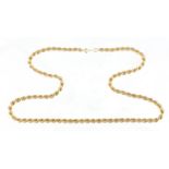 9ct gold rope twist necklace, 60cm in length, approximate weight 11.9g : For Extra Condition Reports