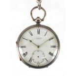 Gentleman's J W Benson silver open face pocket watch, with subsidiary dial, 5cm in diameter : For