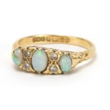 18ct gold opal and diamond ring, Birmingham 1965, size N, approximate weight 4.1g : For Extra