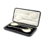 Pair of Victorian silver gilt apostle spoons by Louise Landsberg, London import marks 1894, housed