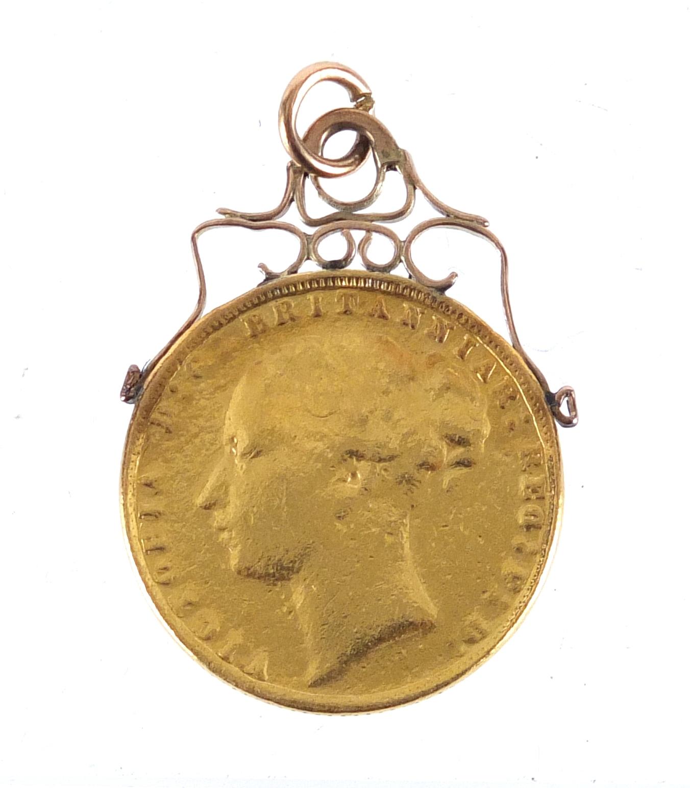 Victoria young head 1876 gold sovereign with unmarked pendant mount, approximate weight 8.3g : For