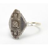 Art Deco 14ct gold diamond ring, size L, approximate weight 2.8g : For Extra Condition Reports