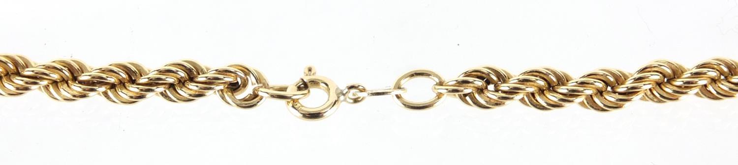 9ct gold rope twist necklace, 60cm in length, approximate weight 11.9g : For Extra Condition Reports - Image 3 of 5