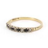 9ct gold sapphire and cubic zirconia half eternity ring, size O, approximate weight 1.1g : For Extra