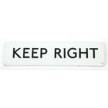Railwayana interest Keep Right enamel sign, 61cm x 16cm : For Extra Condition Reports Please visit