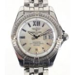 Gentleman's Breitling chronometer Cockpit Two stainless steel wristwatch, with day date Mother of