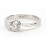 Platinum diamond solitaire ring, size O, approximate weight 4.0g : For Extra Condition Reports