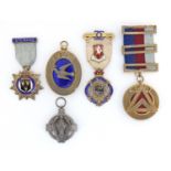 Five Masonic silver jewels, four enamel including Royal Masonic Institute for Girls and Royal