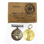 British Military World War pair with box of issue, awarded to 1704PTE.A.J.WHITTINGTON.HAMPS.R. : For