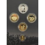 A War to End All Wars proof coin set including 9ct gold proof double crown, with certificates :