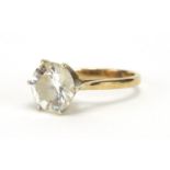 9ct gold clear stone solitaire ring, size L, approximate weight 3.6g : For Extra Condition Reports