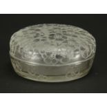 R Lalique Emiliane frosted and clear glass powder pot and cover, etched R Lalique to the base, 9cm