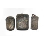 Three Victorian silver vesta's with engraved floral decoration, Birmingham hallmarks, the largest