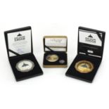 Three commemorative medals with fitted cases, two Avro Vulcan XH558 by Koin Limited and The