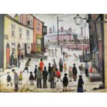 Laurence Stephen Lowry - The Procession, coloured print, mounted and framed, 60cm x 44.5cm : For